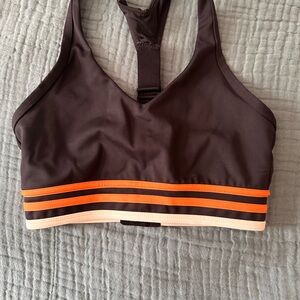 Brown and Orange Racerback Sports Bra with Striped Band